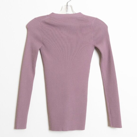 Aritzia Wilfred Cardigan V Neck Sweater Soft Knit Slim Claremont Pink Purple - Picture 4 of 14